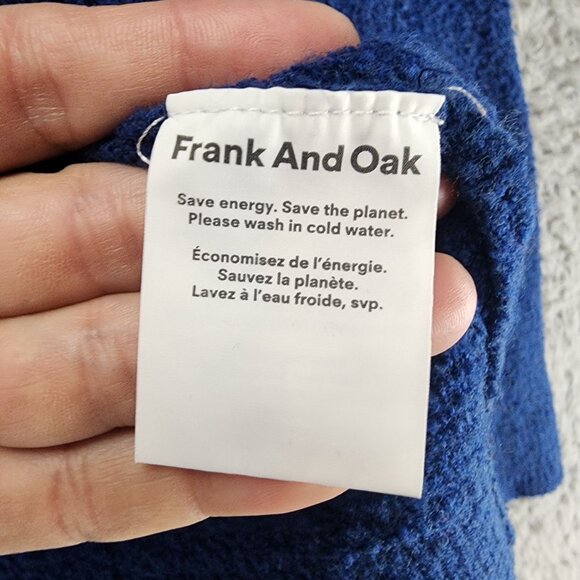 Frank And Oak Sweater Womens Medium Blue Wool Blend Long Sleeve Pullover - Picture 4 of 10